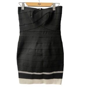 Sans Souci Black Strapless Bodycon Bandage Dress Large Sweetheart Neckline